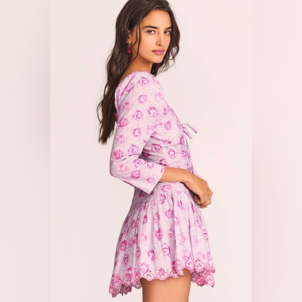 LoveShackFancy Deeba Mini Dress in Lilac Fusion Size 4.